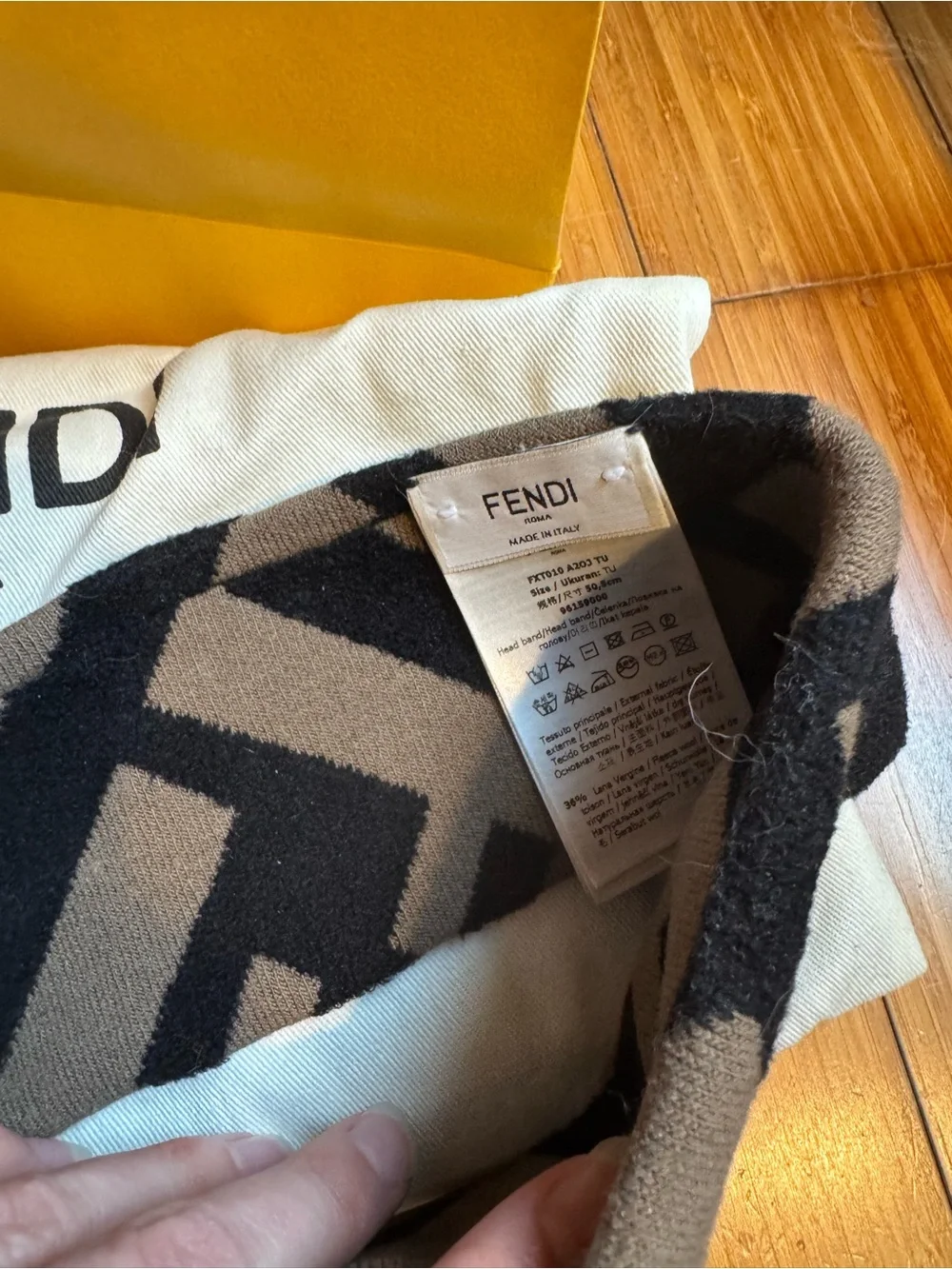 Fendi Logo Gift Bag & Dust Bag Set in Yellow, Cream, Black